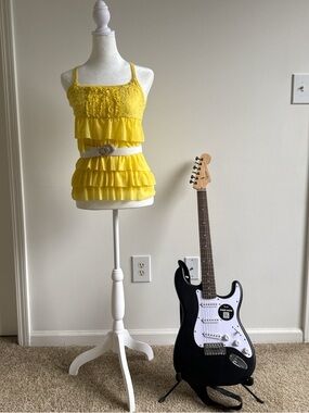 Yellow Ruffled Tank Top